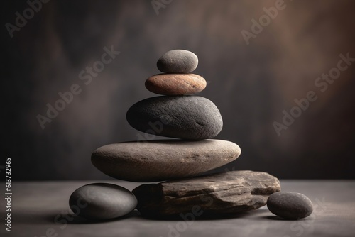 Balanced Stacked Stones in Minimalist Composition. Generative AI