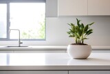 Pristine White Countertop in a Minimalistic Kitchen. Generative AI