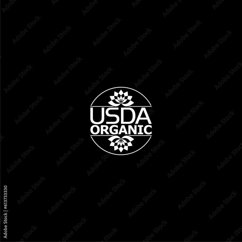 USDA organic icon isolated on dark background USDA organic icon isolated on dark background