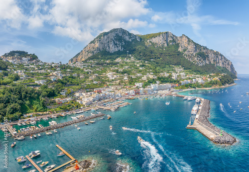 Landscape with Marina Grande in Capri Island,Tyrrhenian sea, Italy photo