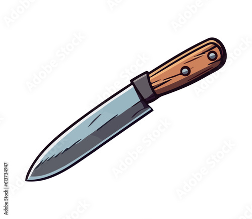 Sharp steel blade, handle, vector illustration
