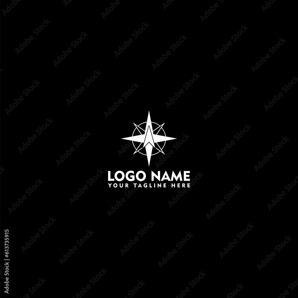 Compass Navigation Logo Template icon isolated on dark background Compass Navigation Logo Template icon isolated on dark background