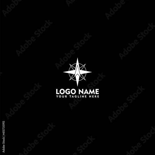  Compass Navigation Logo Template icon isolated on dark background