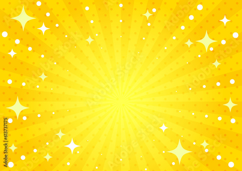 Fotografie, Obraz キラキラ輝くポップでかわいい集中線の背景（黄色）