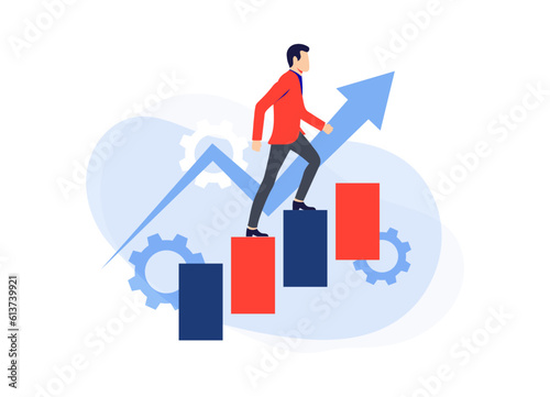 Personal growth and financial success flat illustration template, Self-improvement, Self-development, Metaphor growth personality, Personal potential progress, Career growth, Motivate employee to grow