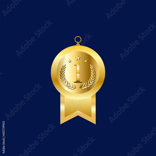 A Trophy Or Awards And Medal For Winners Clip Art Illustration Design. Golden Colors. Metal Symbols Icon Of Success, Championship, And Trophy Clip Art Vector Design.