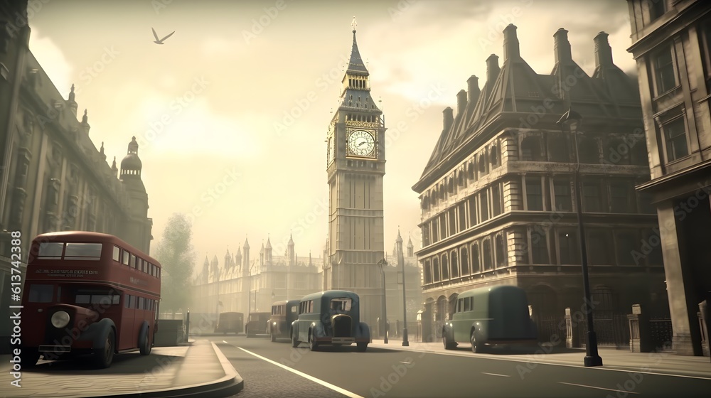 City of London in 1890, London with big ben a century ago