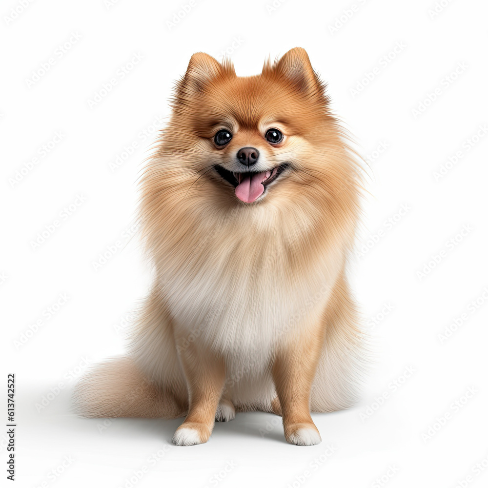 Pomerian dog isolated on a white background, ai generative Pomerian dog isolated on a white background, ai generative