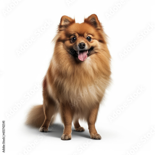 Pomerian dog isolated on a white background, ai generative photo