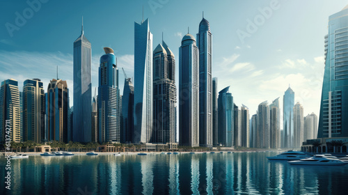 Behold the breathtaking Dubai skyline  adorned with iconic skyscrapers and architectural marvels. 