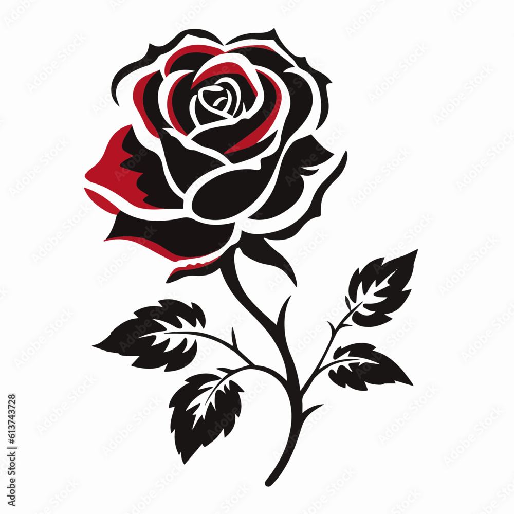 Black and White Rose Vector Illustration Black and White Rose Vector Illustration