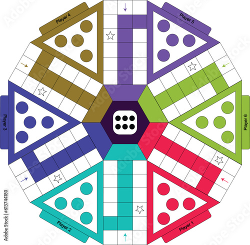 6 player multi player ludo board game for kids vector printable 