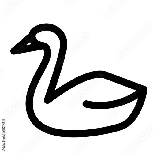 鳥、白鳥を表すラインスタイルのアイコン