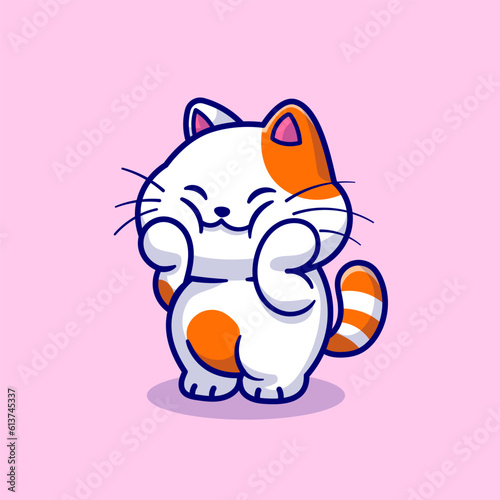 Cute Cat Holding Cheek Cartoon Vector Icon Illustration.
Animal Nature Icon Concept Isolated Premium Vector. Flat 
Cartoon Style