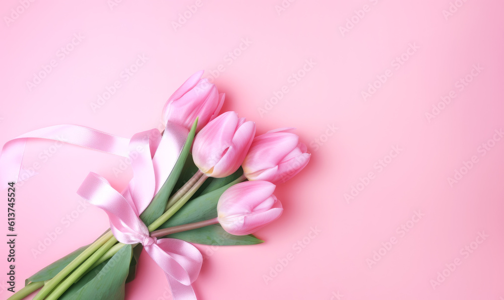 Tulip on pink background ,Generative ai Tulip on pink background ,Generative ai