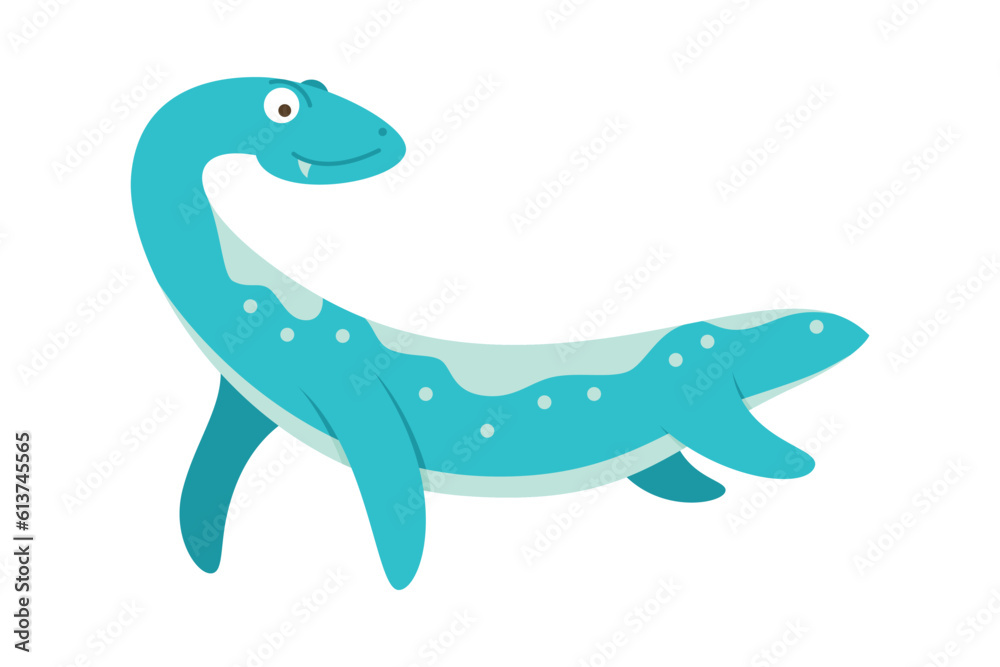 Obraz premium Dinosaur Cartoon Illustration Isolated In White Background. Adorable comic dinosaurs character. Cute baby dinosaur. Prehistoric cartoon animals of Jurassic era.