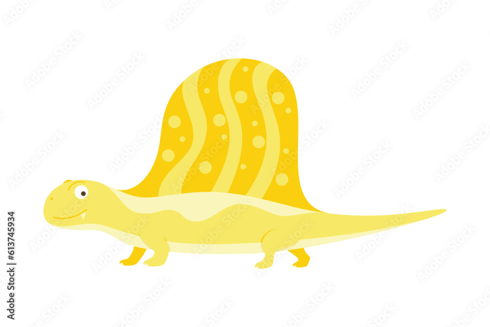Dinosaur Cartoon Illustration Isolated In White Background. Adorable comic dinosaurs character. Cute baby dinosaur. Prehistoric cartoon animals of Jurassic era.