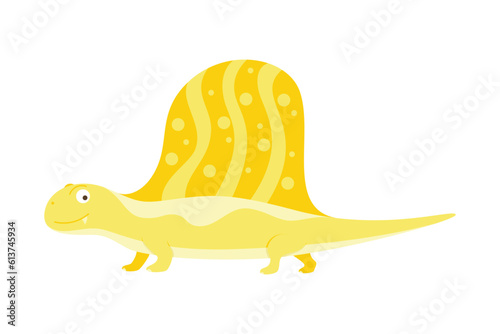 Dinosaur Cartoon Illustration Isolated In White Background. Adorable comic dinosaurs character. Cute baby dinosaur. Prehistoric cartoon animals of Jurassic era.