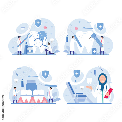 Set of dental care concept vector illustration