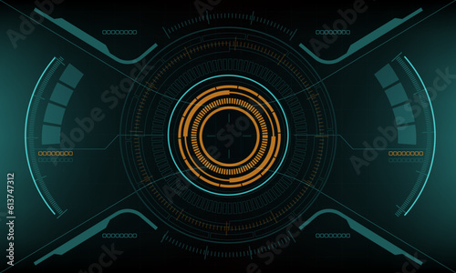 HUD sci-fi interface screen yellow green view design virtual reality futuristic technology display vector
