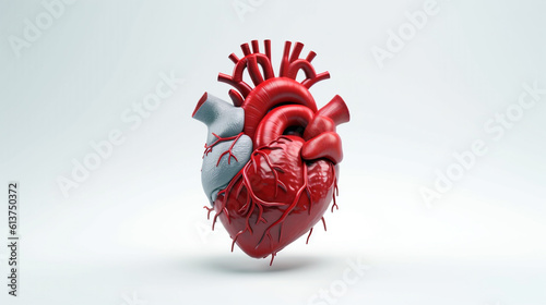 heart model on white background. Generative Ai.  photo