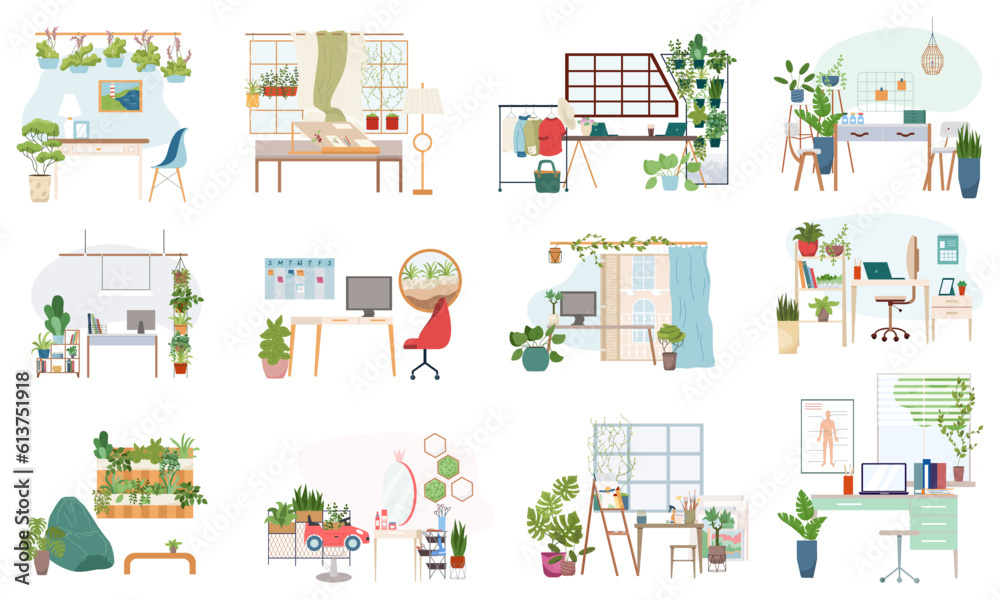 Green Workplace Flat Icons