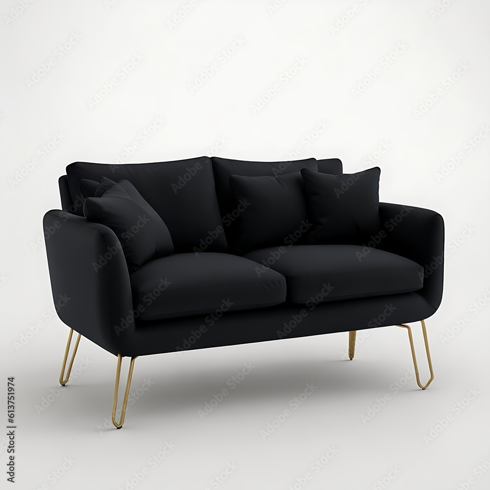 Fototapeta premium black sofa isolated on white background