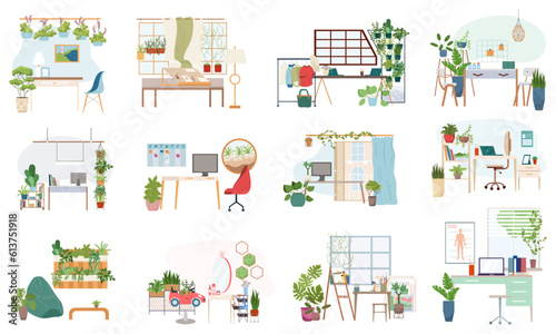 Green Workplace Flat Icons