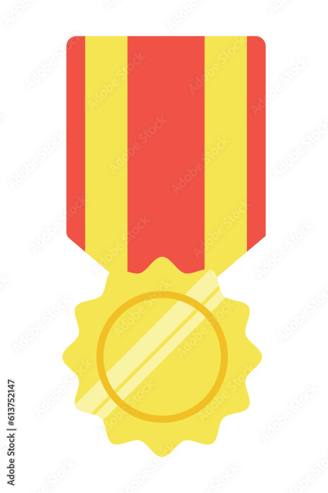 Gold medal or winner award icon, logo. Suitable for the design element of a championship medal, first place winner, gold, silver and bronze medalist. Circle awards with ribbons. Achievement symbol. Gold medal or winner award icon, logo. Suitable for the design element of a championship medal, first place winner, gold, silver and bronze medalist. Circle awards with ribbons. Achievement symbol.