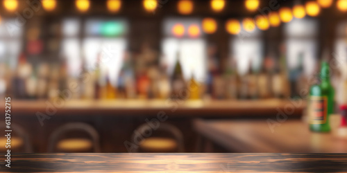 Wallpaper Mural Empty the top of wooden table with blurred counter bar Torontodigital.ca