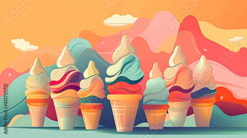  Ice cream background with colorful ice cream.