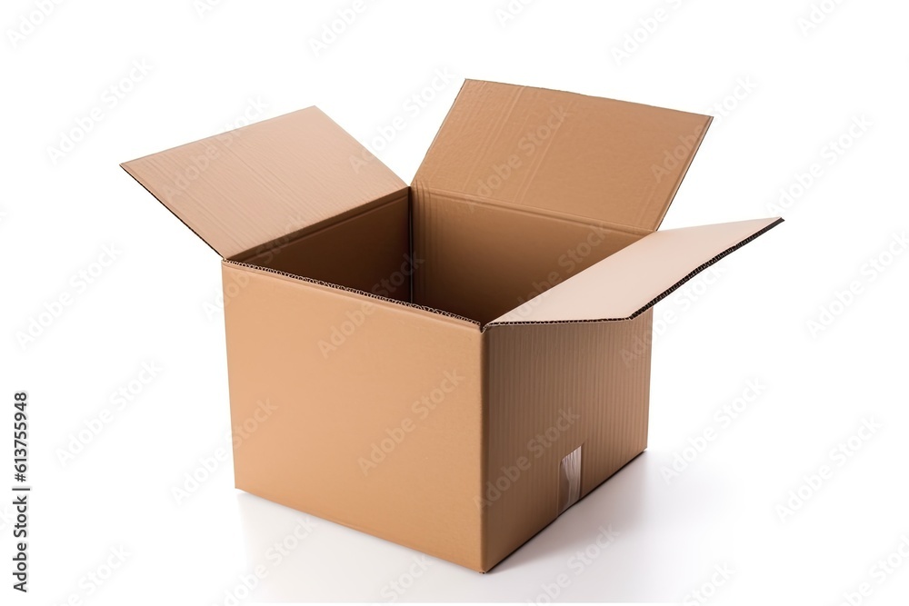 Empty Open Cardboard Box On A White Background