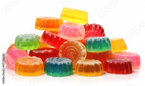 Colorful jelly candies isolated on white