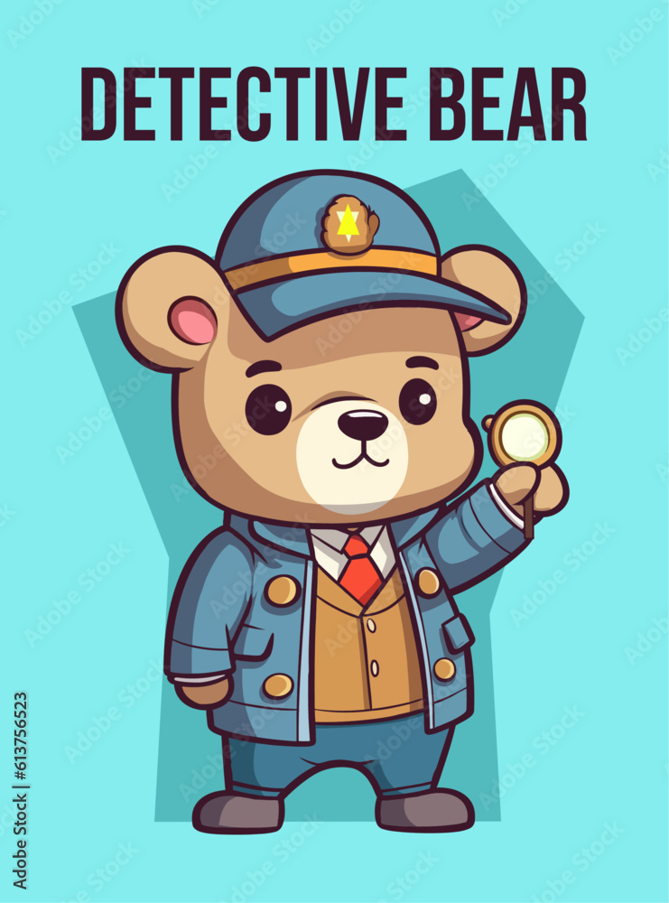 Vector Art Profession Character Detective bear Vector Art Profession Character Detective bear
