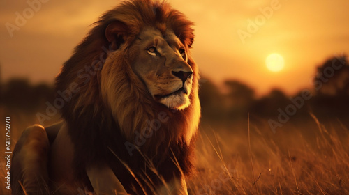 Majestic Lion in the Golden Twilight