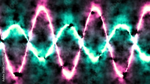 Dual Colors Sine Wave Energy With A Foggy Cloudy Background Loop IV