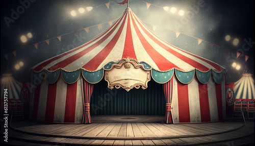 Vintage style and big top booth circus background