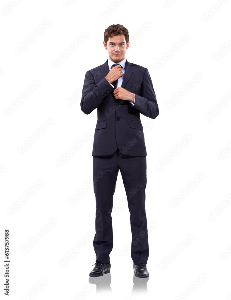 Portrait, fix tie and business man isolated on a transparent png background. Fashion, stylish suit and serious person, professional or entrepreneur from Australia with confidence for corporate career Portrait, fix tie and business man isolated on a transparent png background. Fashion, stylish suit and serious person, professional or entrepreneur from Australia with confidence for corporate career