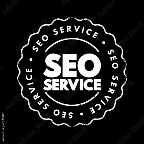 SEO Service - digital marketing service that improve rankings in search results for keywords, text concept stamp