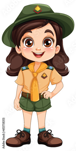 Girl scout in uniform cartoon character