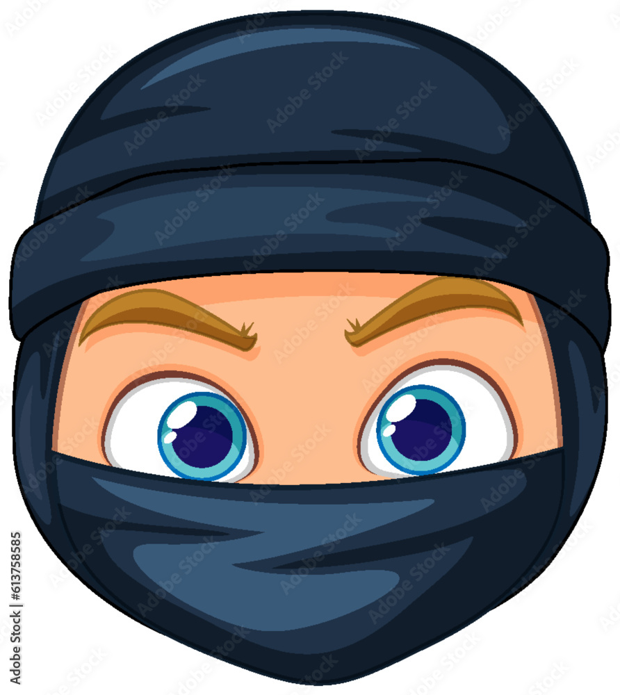 Ninja head cartoon isolated Ninja head cartoon isolated
