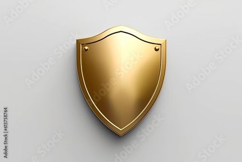 Metalic Shield Gold 3D On White Background