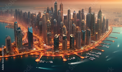 Dubai marina showcasing sky scappers scene © STORYTELLER