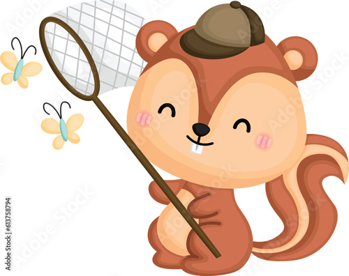 a vector of  squirrel and bug catching