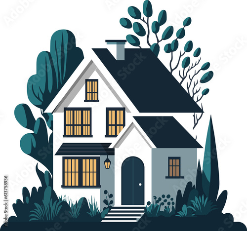 Modern house flat illustration