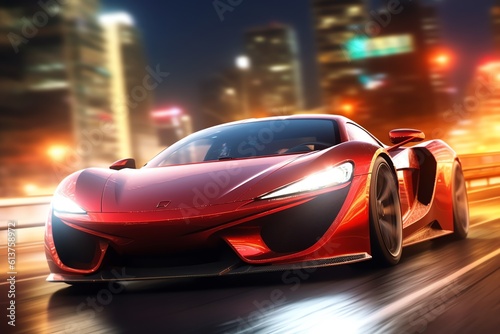 A shiny red sports car sleek design. generative AI