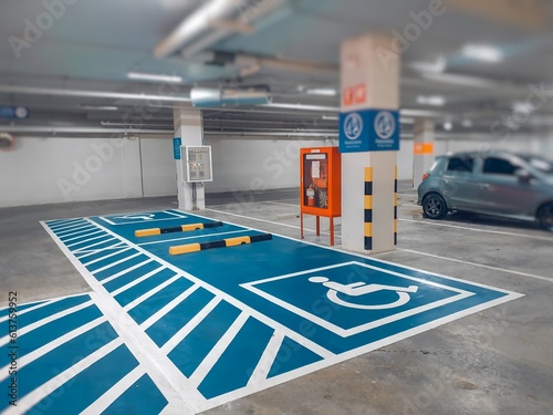 Car priority park for people with disabilities,pregnant women,families with young children at Homepro-Future Park Rangsit,Pathumthani, Thailand. 