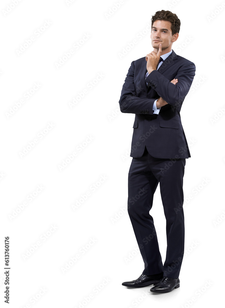 Thinking, question and portrait of business man on transparent background for news, confused or decision. Choice, planning and doubt with employee isolated on png for solution, strategy and idea Thinking, question and portrait of business man on transparent background for news, confused or decision. Choice, planning and doubt with employee isolated on png for solution, strategy and idea