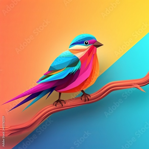 bird on a branch, paper style Generative AI