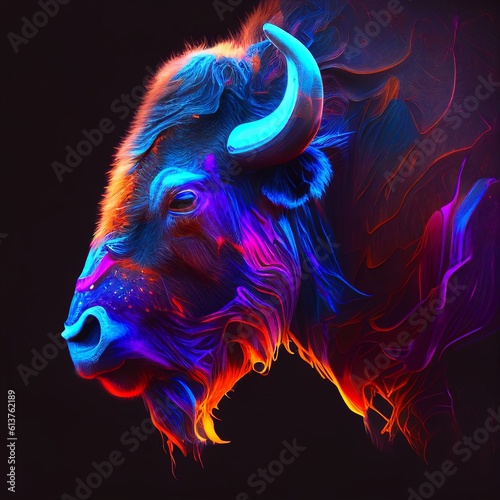 bull portrait glow Generative AI